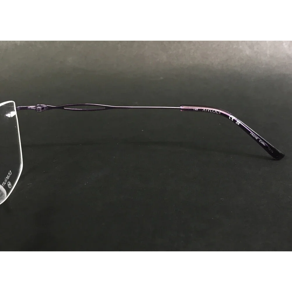 Airlock Eyeglasses Frames Skye 202 502 Purple Rimless Cat Eye Titanium 52-18-140